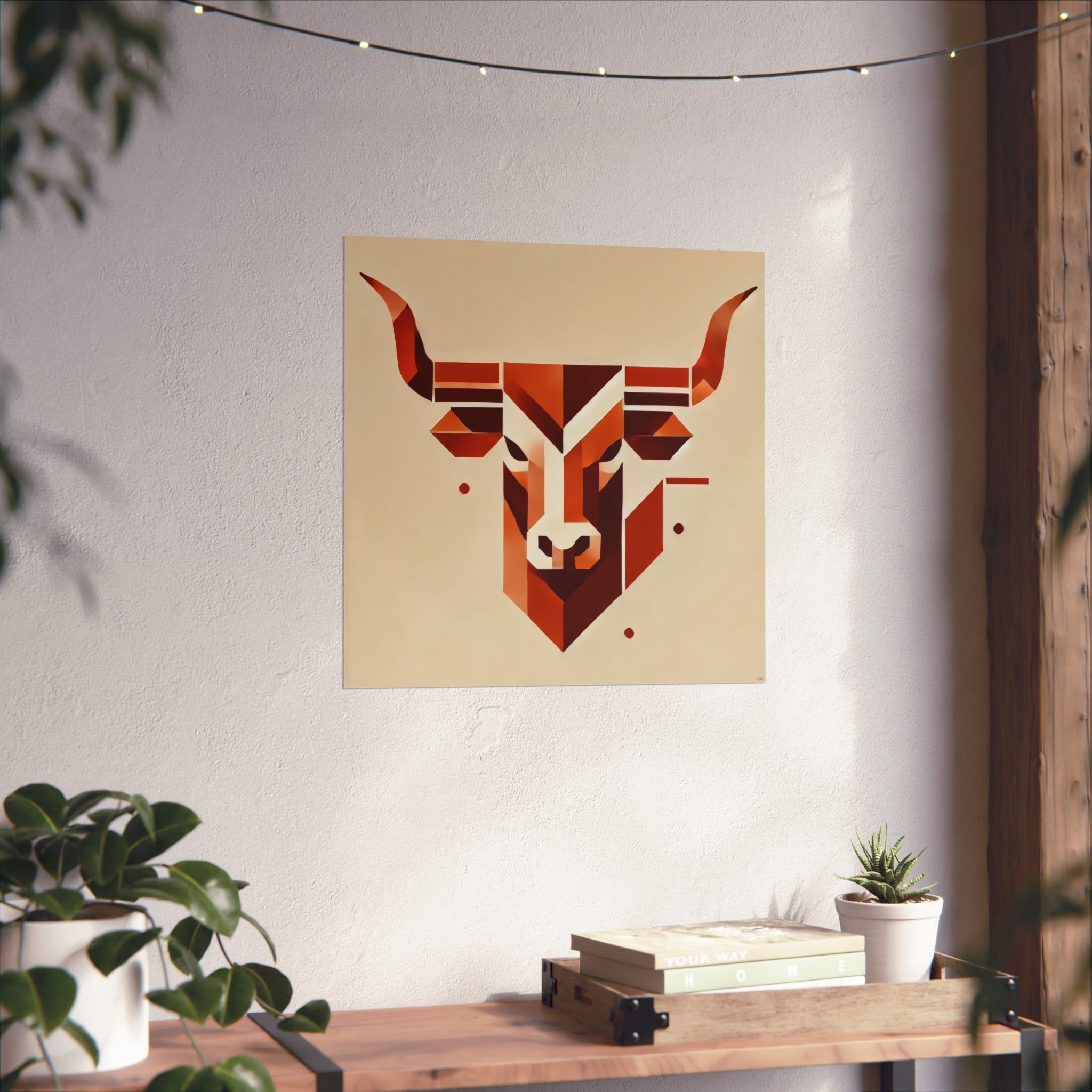 Texas Longhorns Logo Reimagined Wall Art, Geometric Bauhaus Colorful Minimalist Print, Matte Decor, Gift Idea - Image 8
