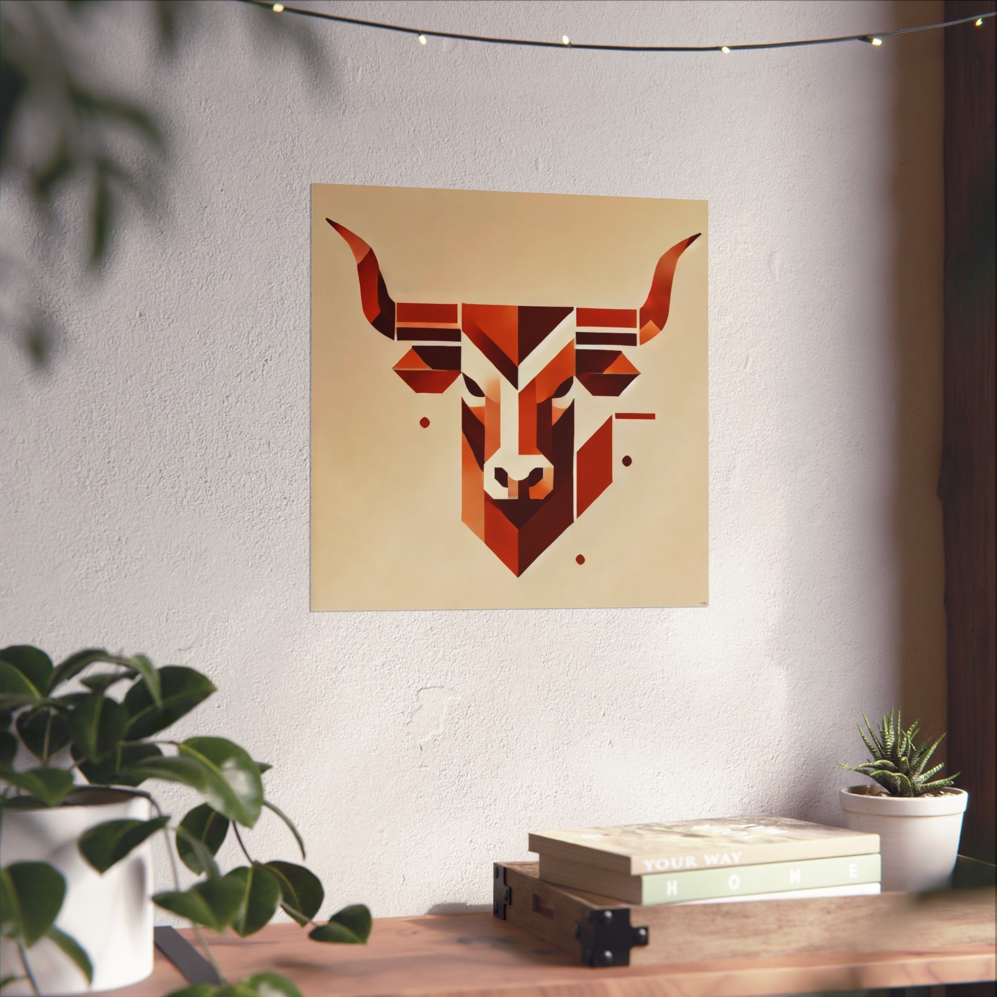 Texas Longhorns Logo Reimagined Wall Art, Geometric Bauhaus Colorful Minimalist Print, Matte Decor, Gift Idea - Image 3