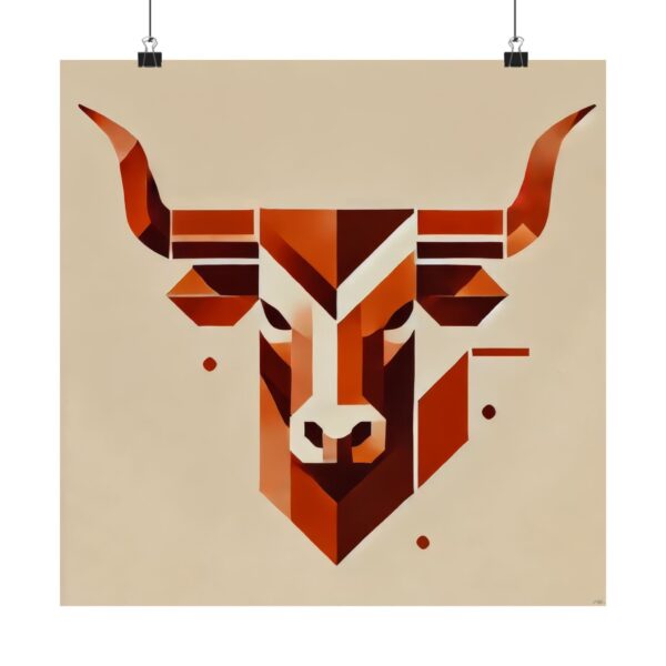 Texas Longhorns Logo Reimagined Wall Art, Geometric Bauhaus Colorful Minimalist Print, Matte Decor, Gift Idea