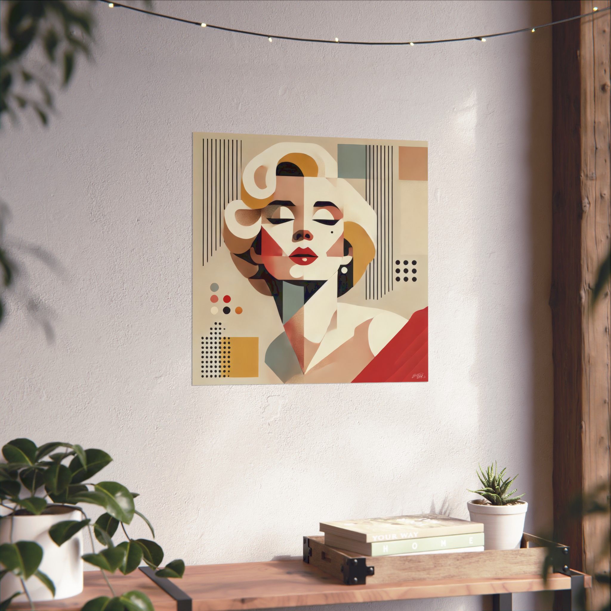 Copy of Marilyn Monroe Abstract Minimalist Wall Art Poster Geometric Bauhaus Cubism Colorful - Image 7