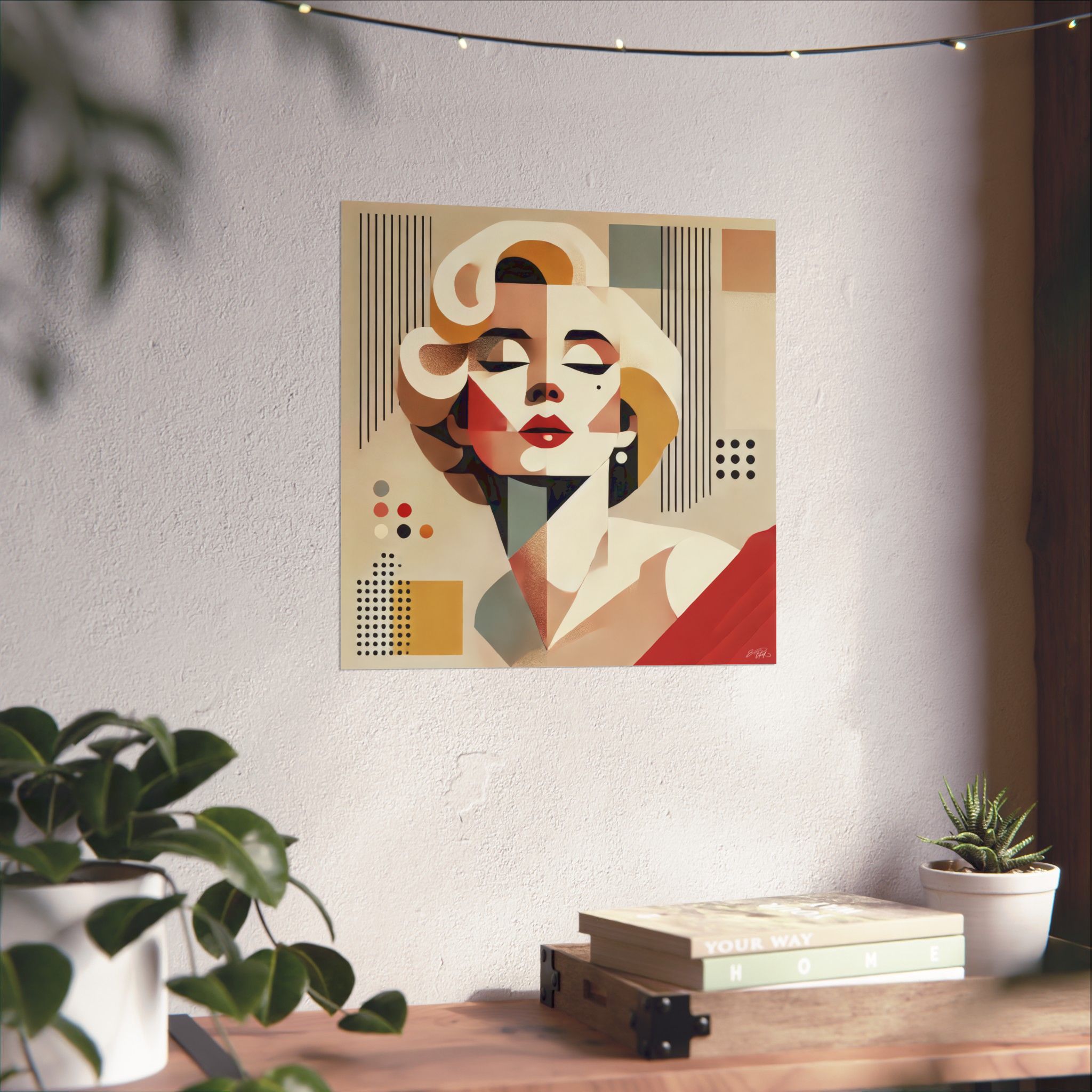 Copy of Marilyn Monroe Abstract Minimalist Wall Art Poster Geometric Bauhaus Cubism Colorful - Image 2