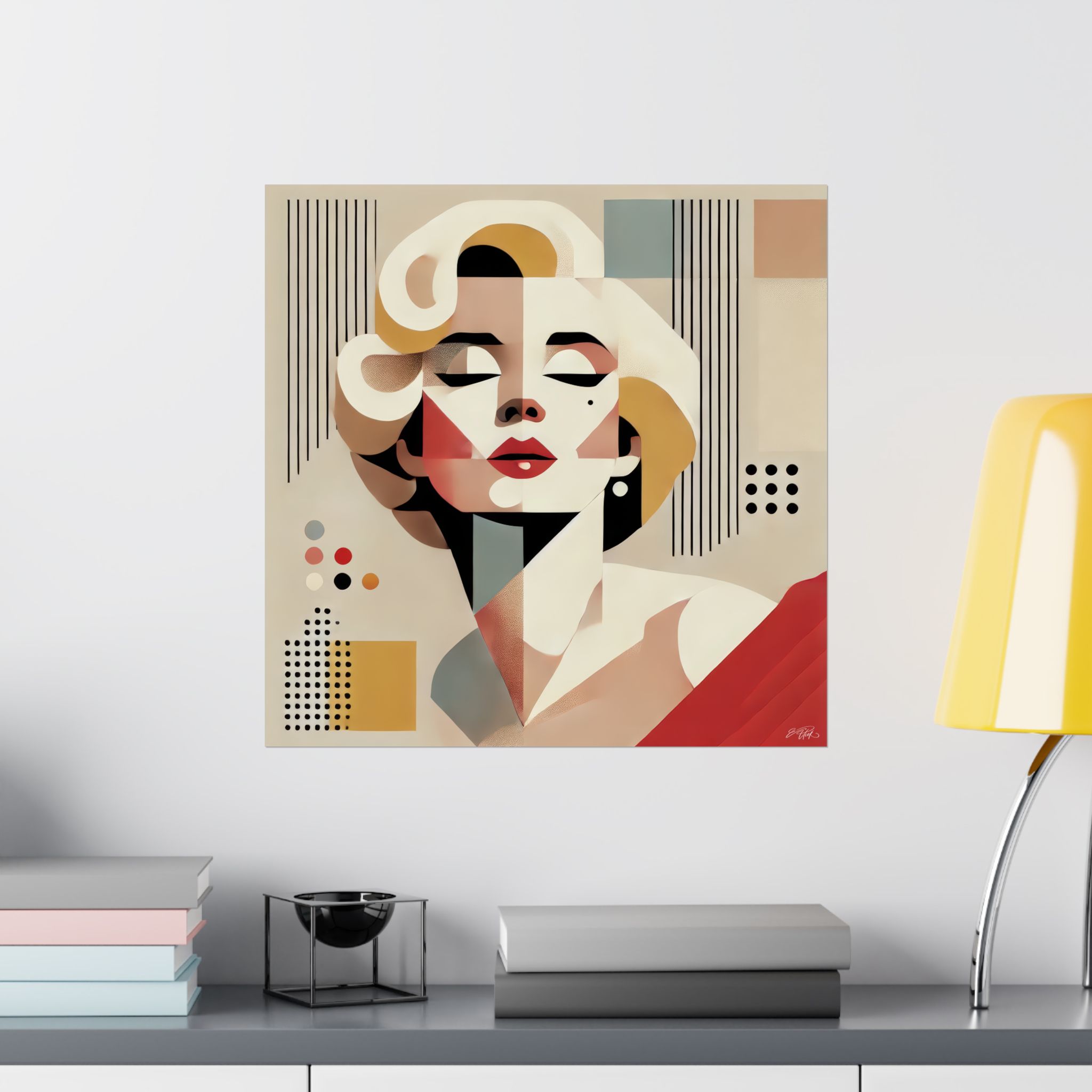 Copy of Marilyn Monroe Abstract Minimalist Wall Art Poster Geometric Bauhaus Cubism Colorful - Image 8