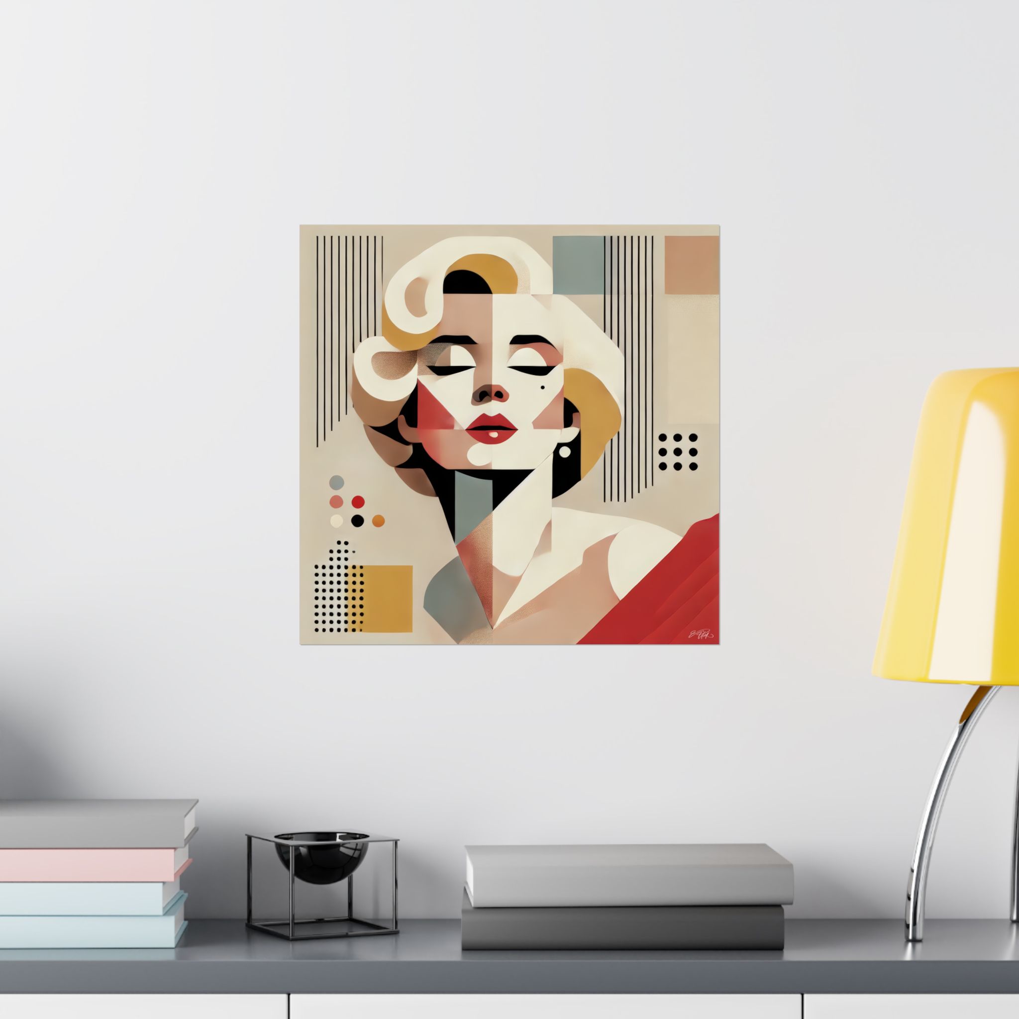 Copy of Marilyn Monroe Abstract Minimalist Wall Art Poster Geometric Bauhaus Cubism Colorful - Image 3