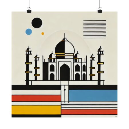 Abstract Bauhaus Taj Mahal Vertical Poster Print, Minimalist Home Decor Art, Matte Wall Art, Indian Monument Minimal Poster, Urban Art Print