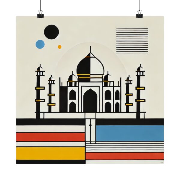 Abstract Bauhaus Taj Mahal Vertical Poster Print, Minimalist Home Decor Art, Matte Wall Art, Indian Monument Minimal Poster, Urban Art Print