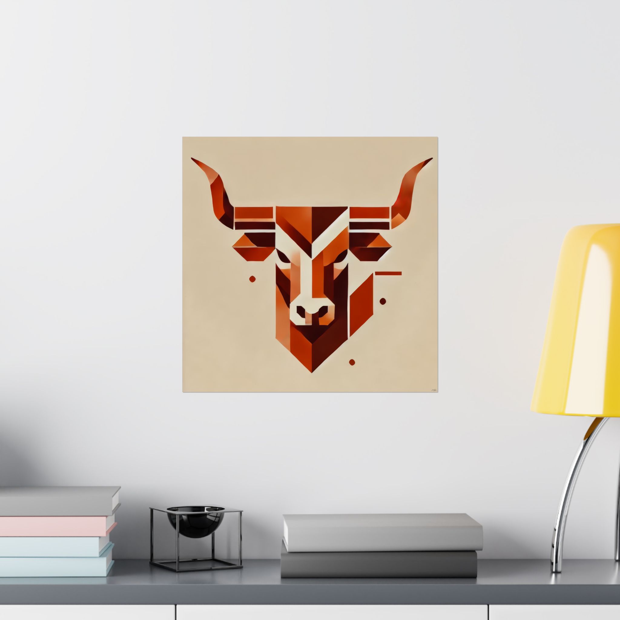 Texas Longhorns Logo Reimagined Wall Art, Geometric Bauhaus Colorful Minimalist Print, Matte Decor, Gift Idea - Image 2