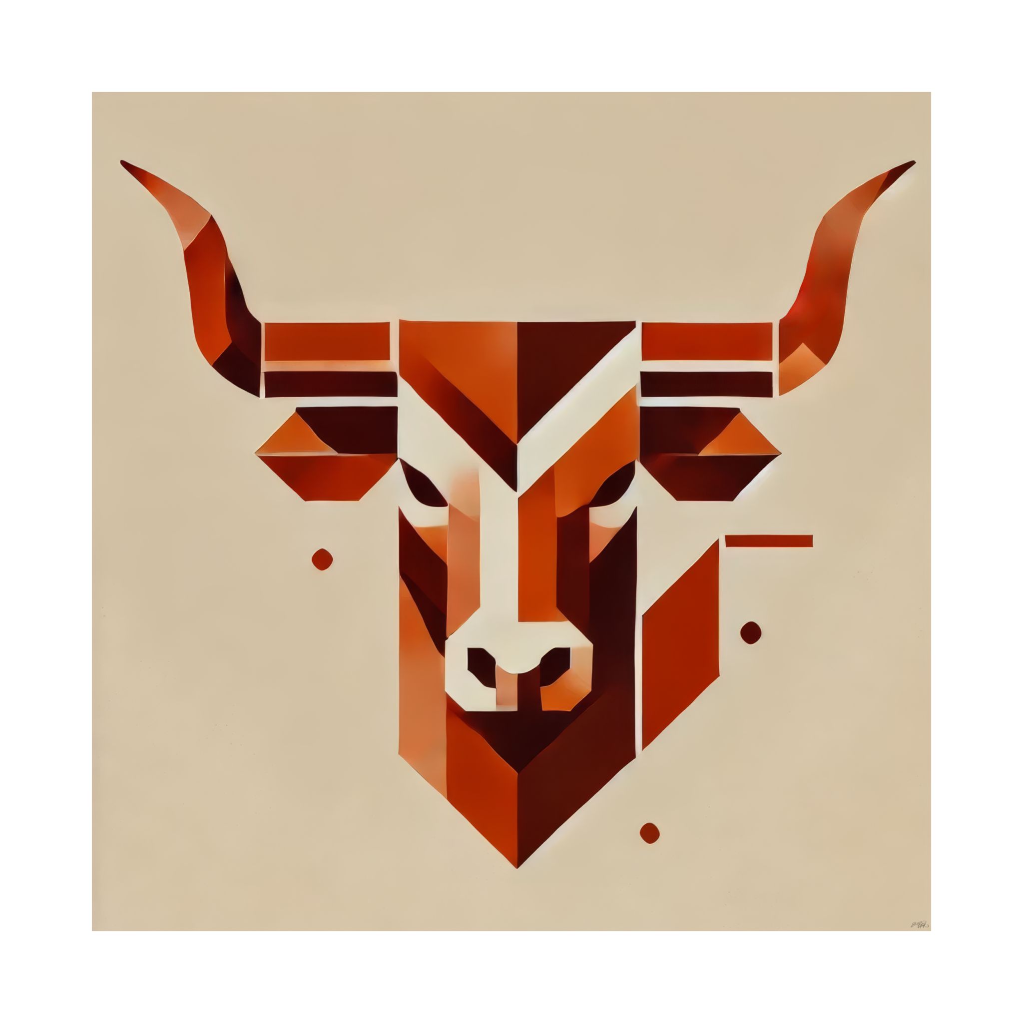 Texas Longhorns Logo Reimagined Wall Art, Geometric Bauhaus Colorful Minimalist Print, Matte Decor, Gift Idea - Image 4