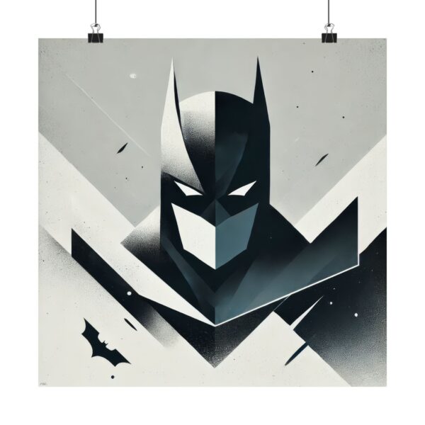 Batman Geometric Matte Poster — Minimalist Noir Superhero Wall Art