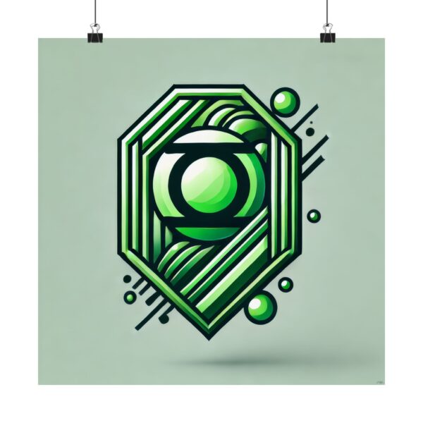 Geometric Green Lantern Corp Logo Vertical Poster, Abstract Futurist Bauhaus Fusion