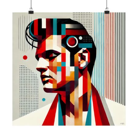 Retro Geometric Portrait Poster — Matte Vertical Wall Art