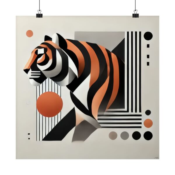 Tiger Big Cat Abstract Minimalist Bauhaus Art Wall Poster Animal Geometric
