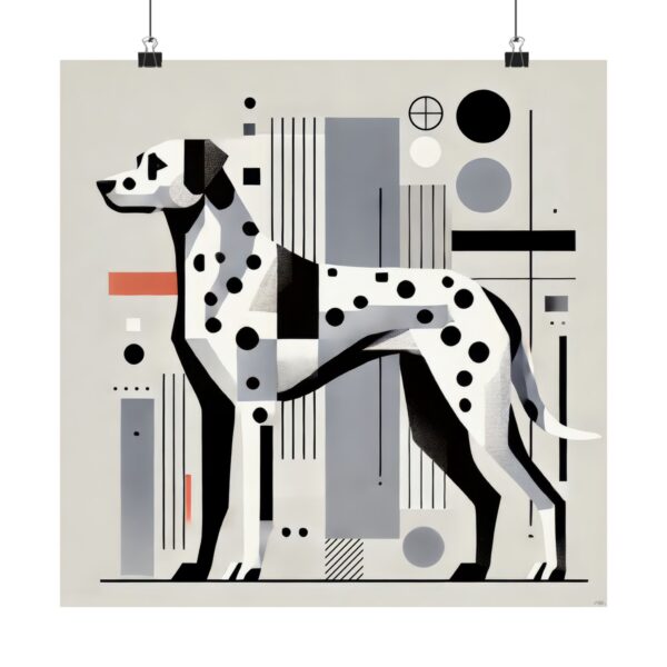 Dalmatian Dog Wall Art Poster, Abstract Minimalist Geometric Bauhaus Cubism Print - Matte Vertical Posters, Home Decor, Animal Lover Gift,