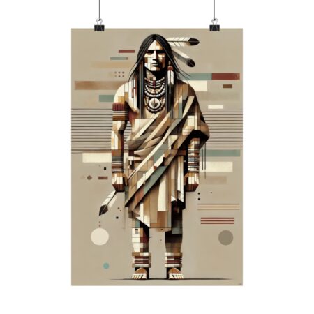 Indian Native American Brave warrior, Cubist Bauhaus