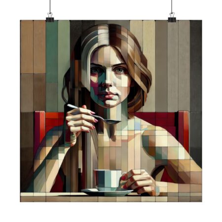 Tea Time by Jean Metzinger Reimagined Abstract Minimalist Gometric Art Wall Poster Classic Art Cubist