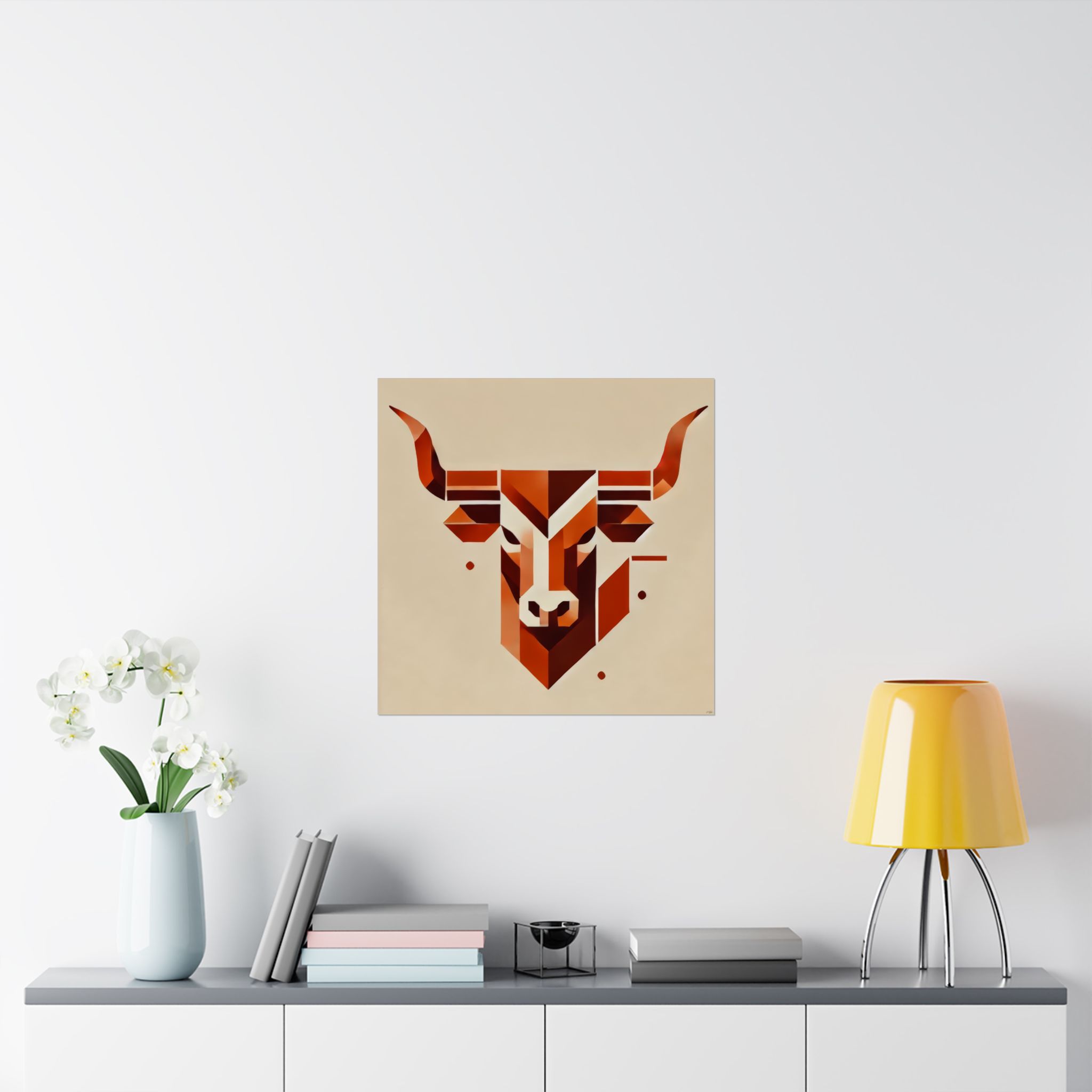 Texas Longhorns Logo Reimagined Wall Art, Geometric Bauhaus Colorful Minimalist Print, Matte Decor, Gift Idea - Image 12