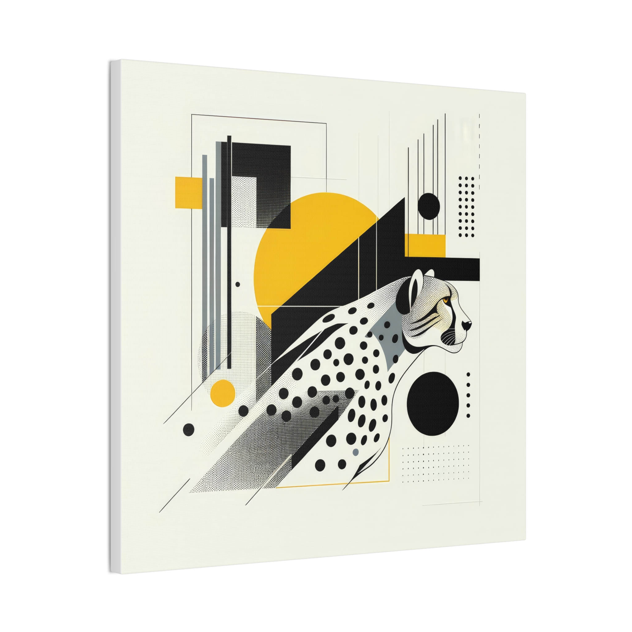 Cheetah Sleek Bauhaus Brutalist Stretched Canvas - Image 5