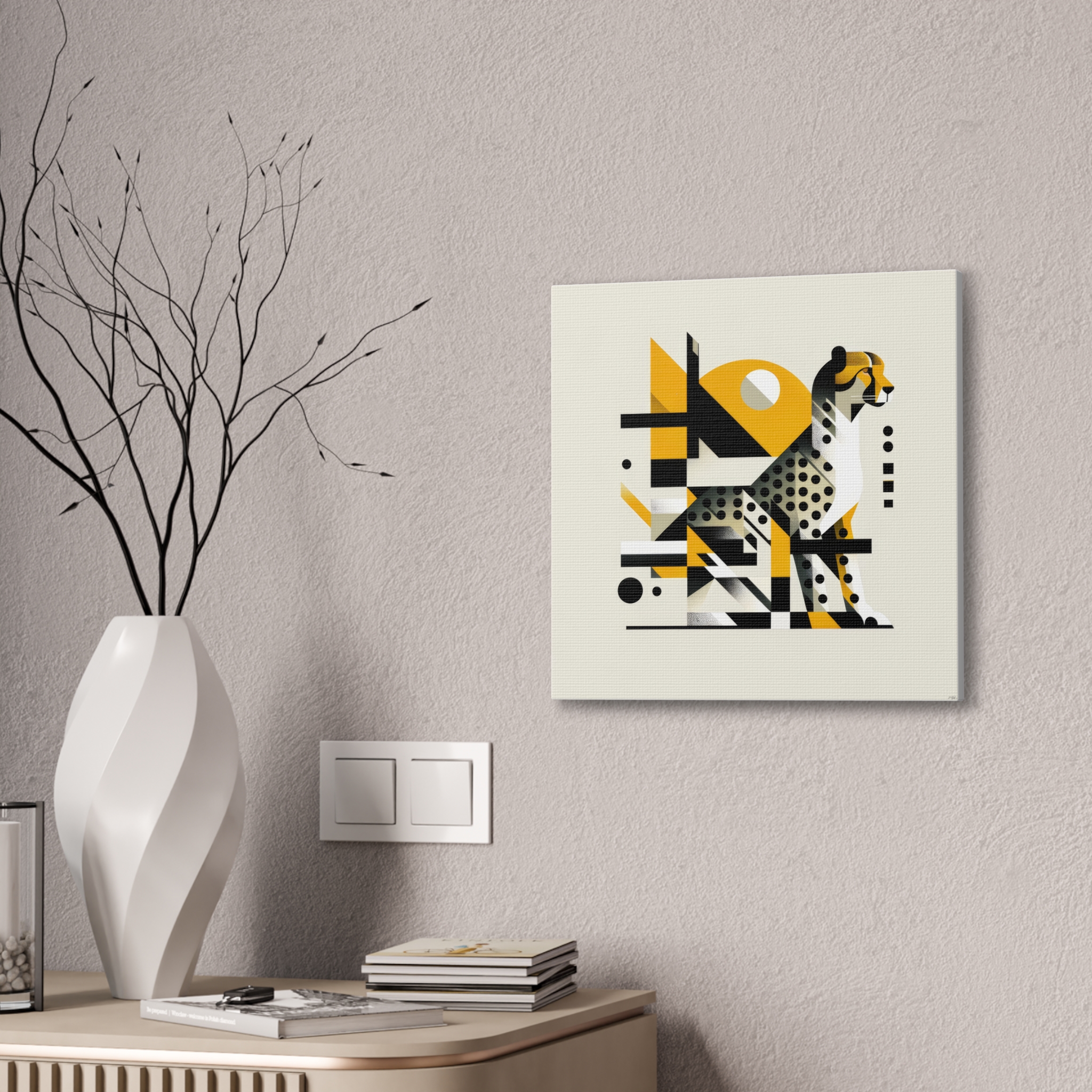 Cheetah Bauhaus Brutalist Stretched Canvas - Image 2