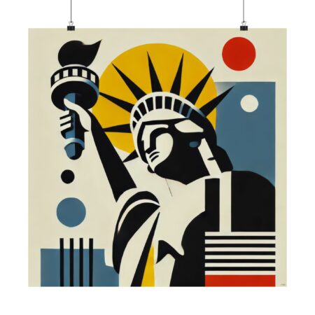 Statue of Liberty Abstract Minimalist Bauhaus Art Wall Poster Architecture
