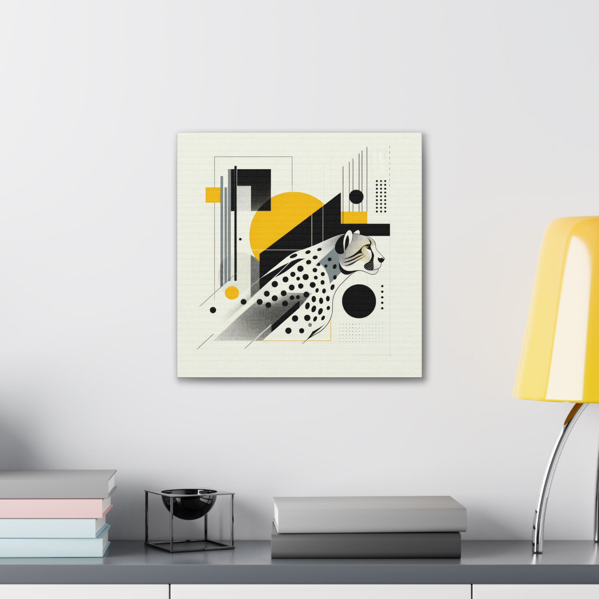 Cheetah Sleek Bauhaus Brutalist Stretched Canvas - Image 3