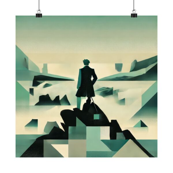 Wanderer above the Sea of Fog reimagined by Caspar David Friedrich Abstract Romanticism Bauhaus