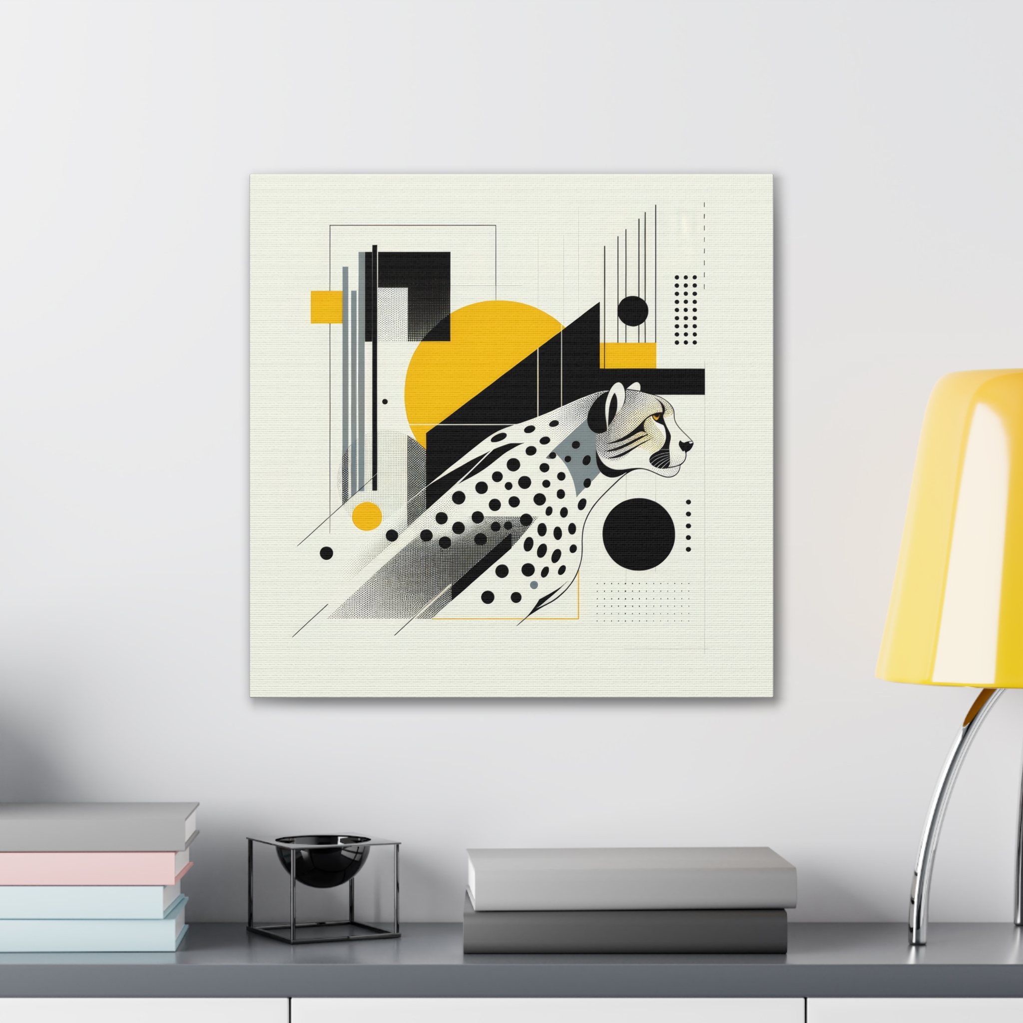 Cheetah Sleek Bauhaus Brutalist Stretched Canvas - Image 7