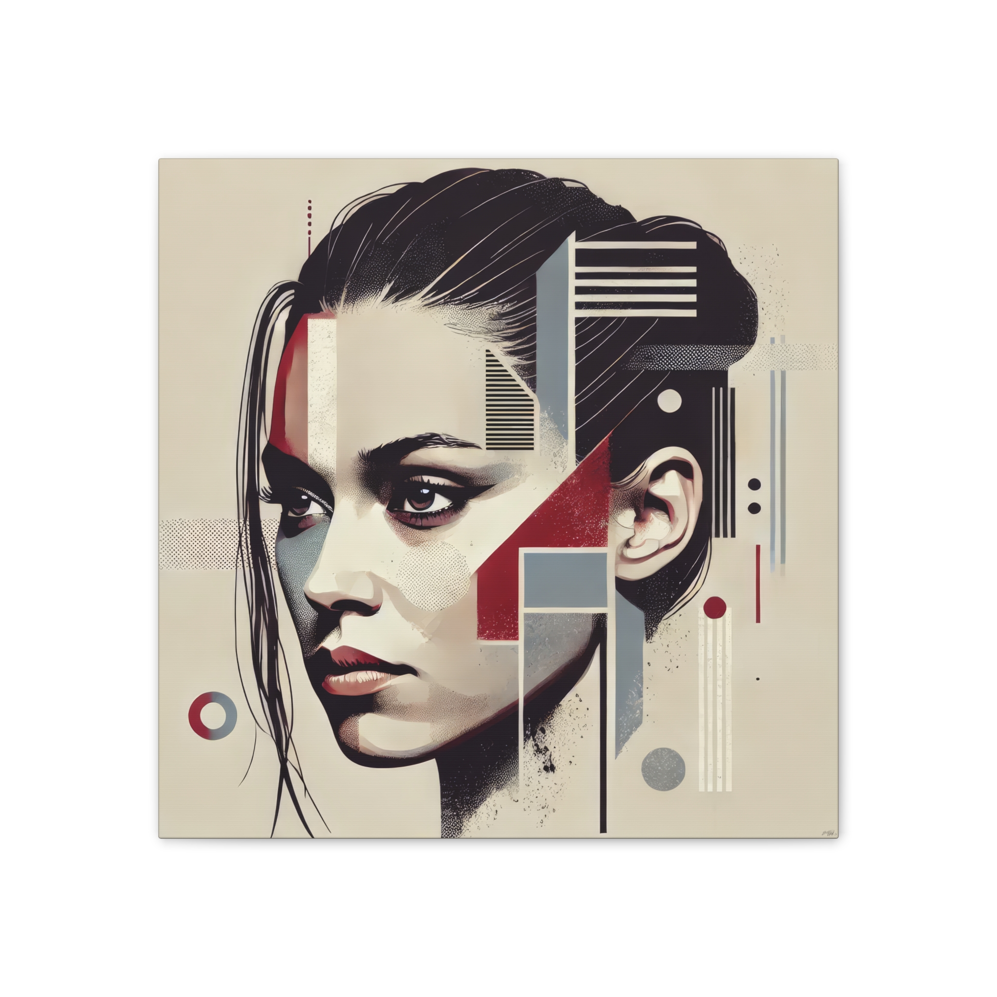 Lady in Red, Abstract Minimalist, Bauhaus - Stretched Canvas - Image 8