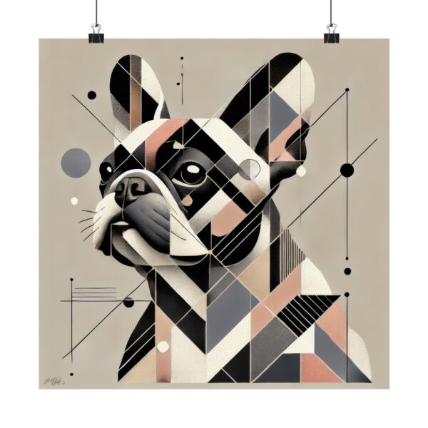 French Bulldog Pister Poster, Geometric Bauhaus Print, Cubist , Matte Vertical Art Print, dog Frenchie