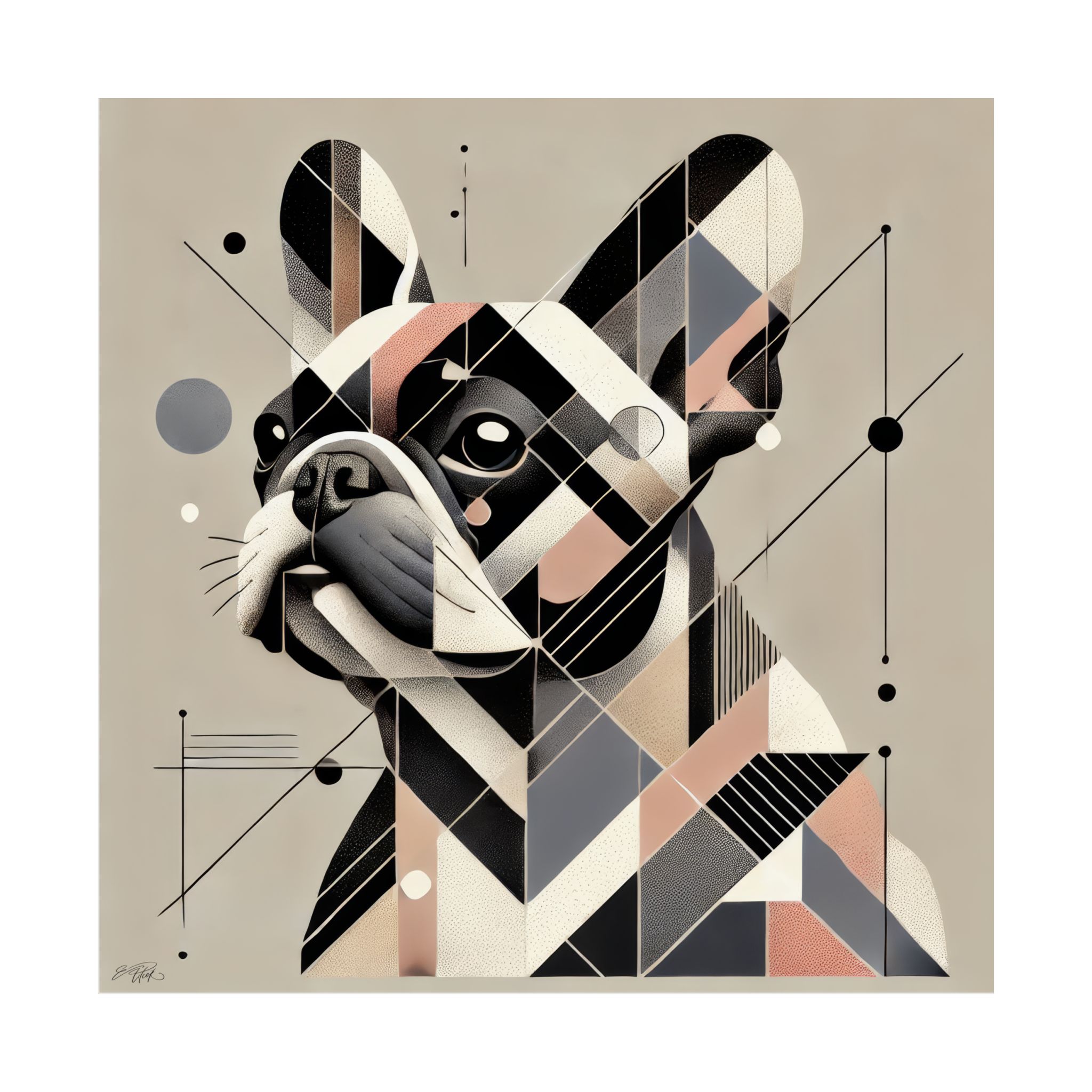 French Bulldog Pister Poster, Geometric Bauhaus Print, Cubist , Matte Vertical Art Print, dog Frenchie - Image 9