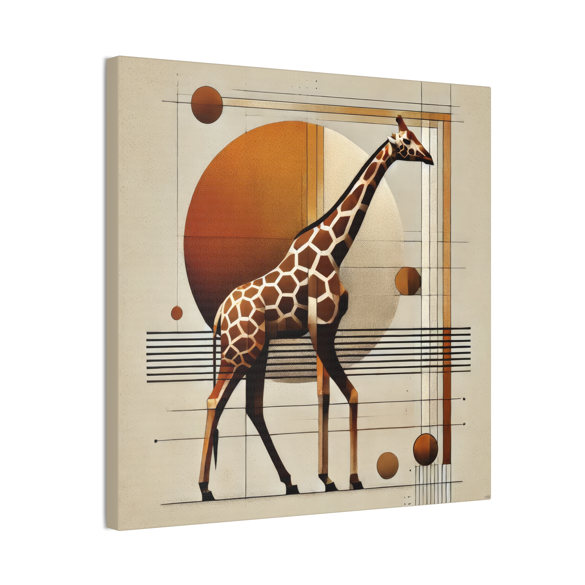 Giraffe Geometric Bauhaus - Stretched Canvas