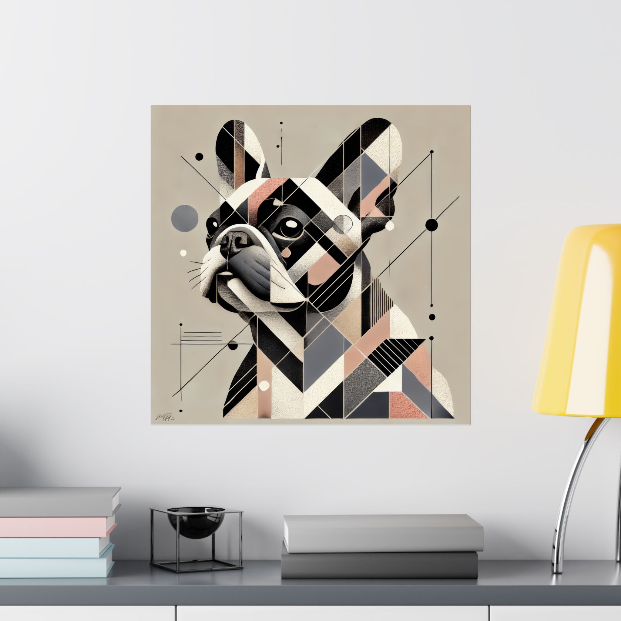 French Bulldog Pister Poster, Geometric Bauhaus Print, Cubist , Matte Vertical Art Print, dog Frenchie - Image 7