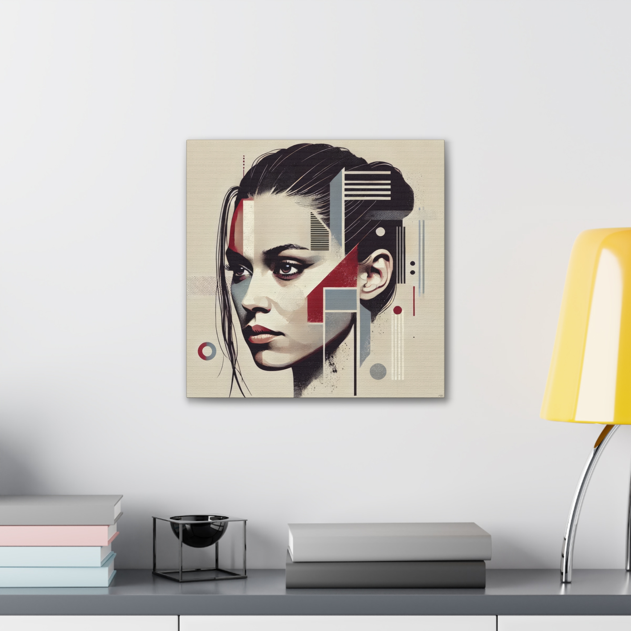 Lady in Red, Abstract Minimalist, Bauhaus - Stretched Canvas - Image 3
