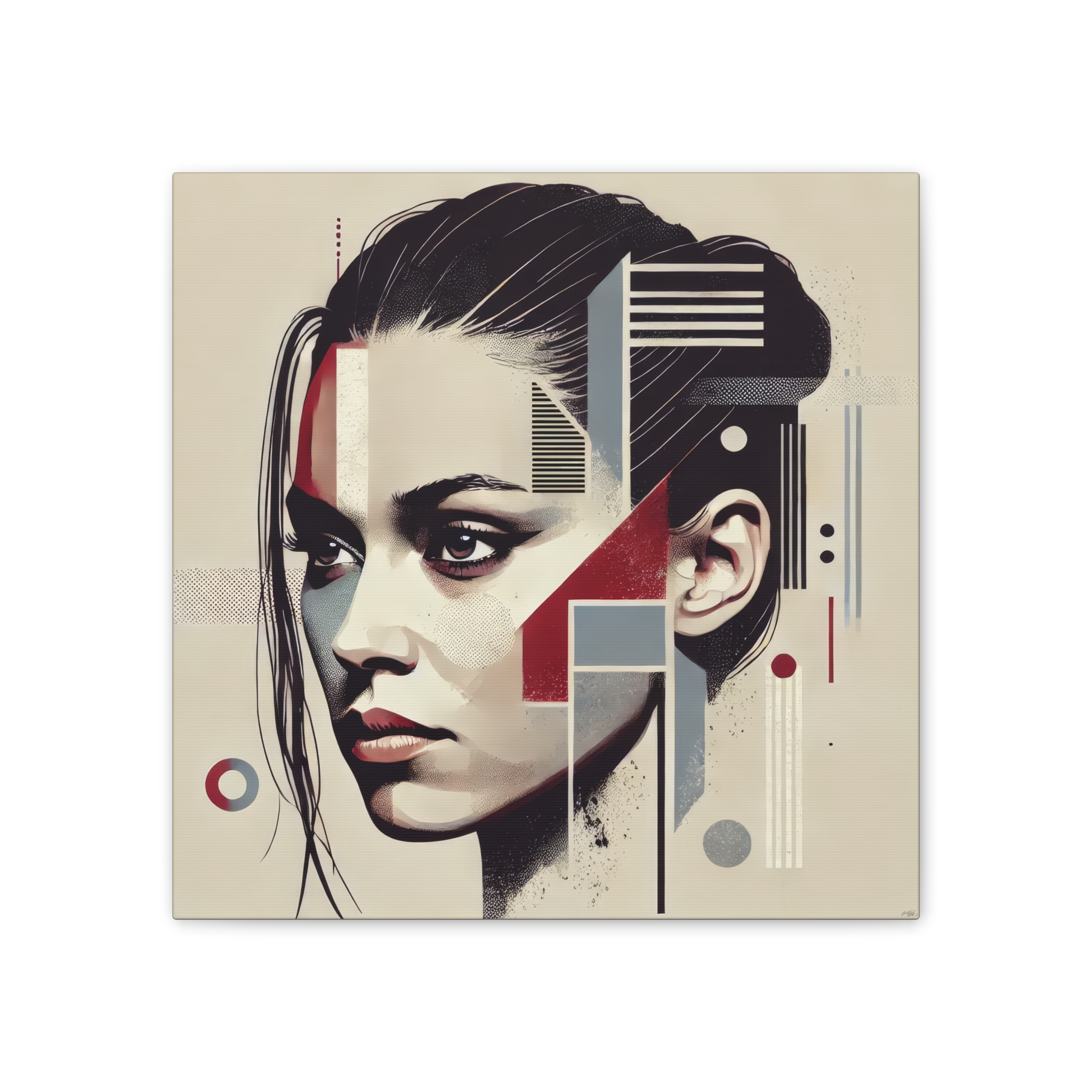 Lady in Red, Abstract Minimalist, Bauhaus - Stretched Canvas - Image 4