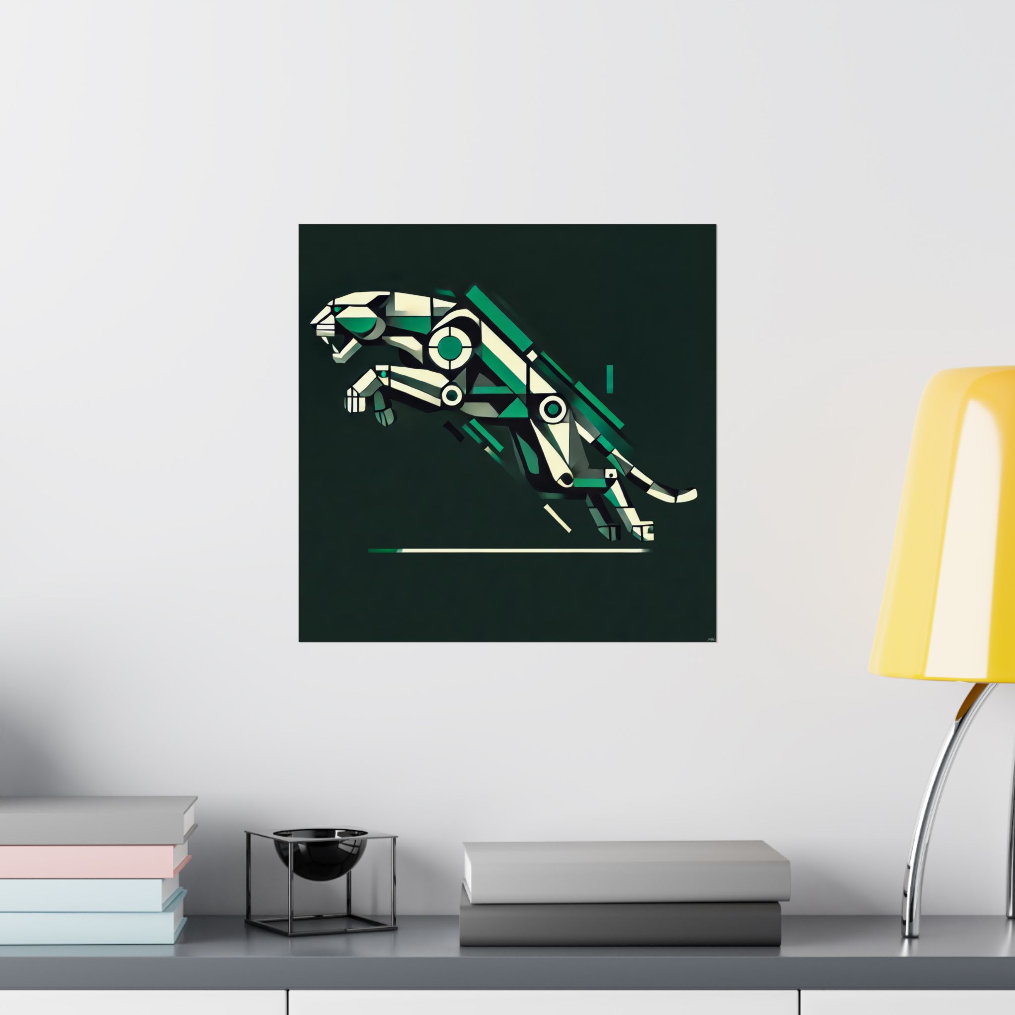 Wall Art Poster, Jaguar Car Logo Reimagined Abstract Minimalist Bauhaus Cubism - Poster Print - Image 2