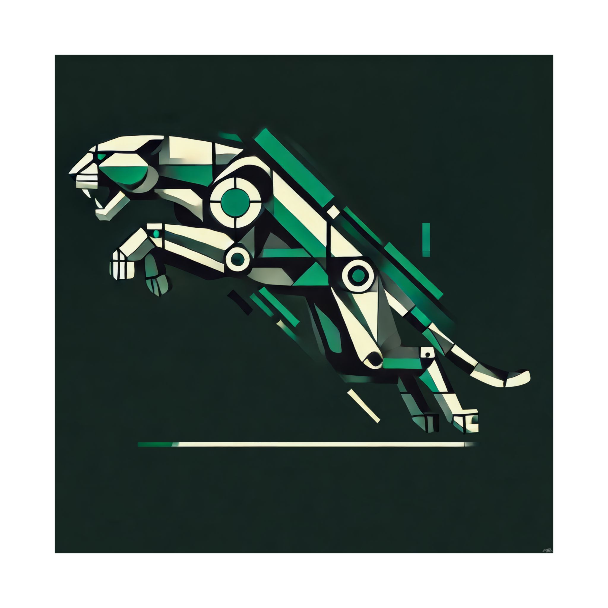 Wall Art Poster, Jaguar Car Logo Reimagined Abstract Minimalist Bauhaus Cubism - Poster Print - Image 8