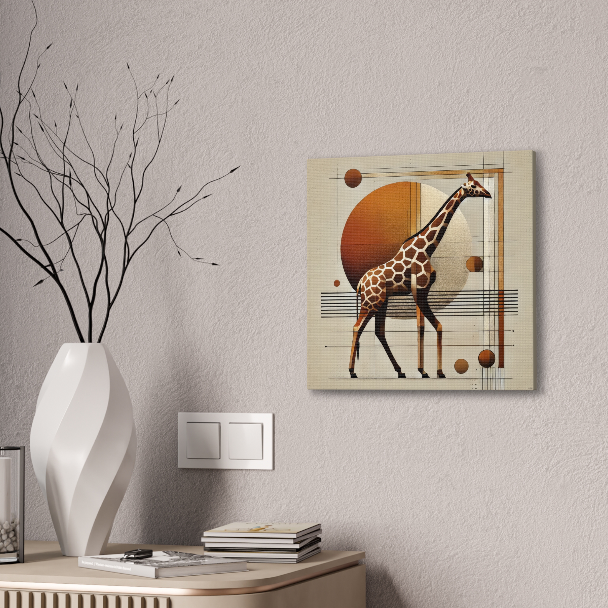 Giraffe Geometric Bauhaus - Stretched Canvas - Image 2