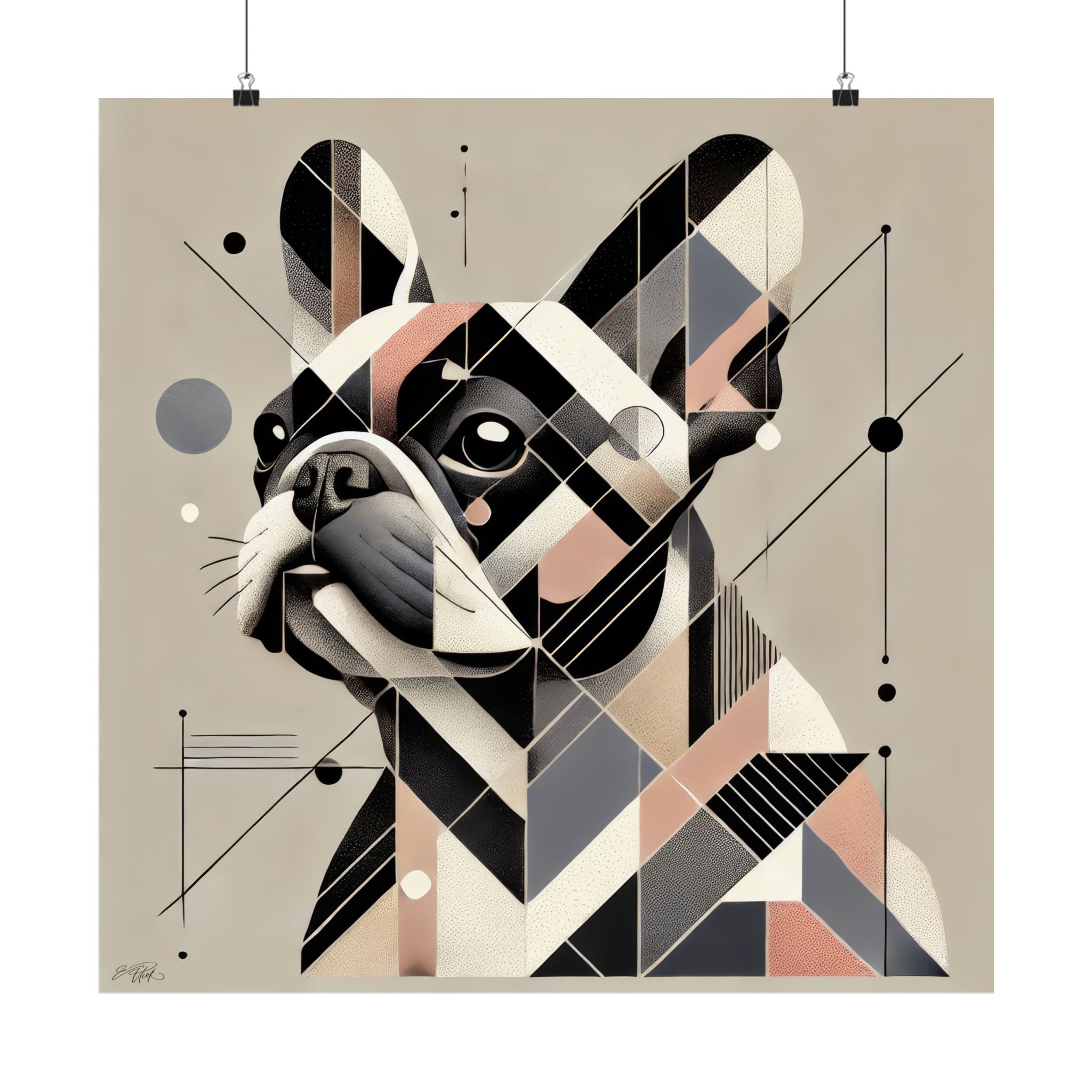 French Bulldog Pister Poster, Geometric Bauhaus Print, Cubist , Matte Vertical Art Print, dog Frenchie - Image 11
