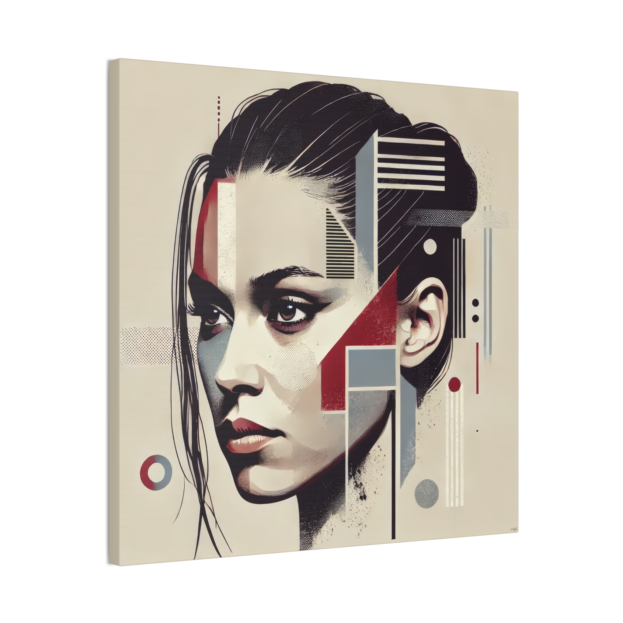 Lady in Red, Abstract Minimalist, Bauhaus - Stretched Canvas - Image 5