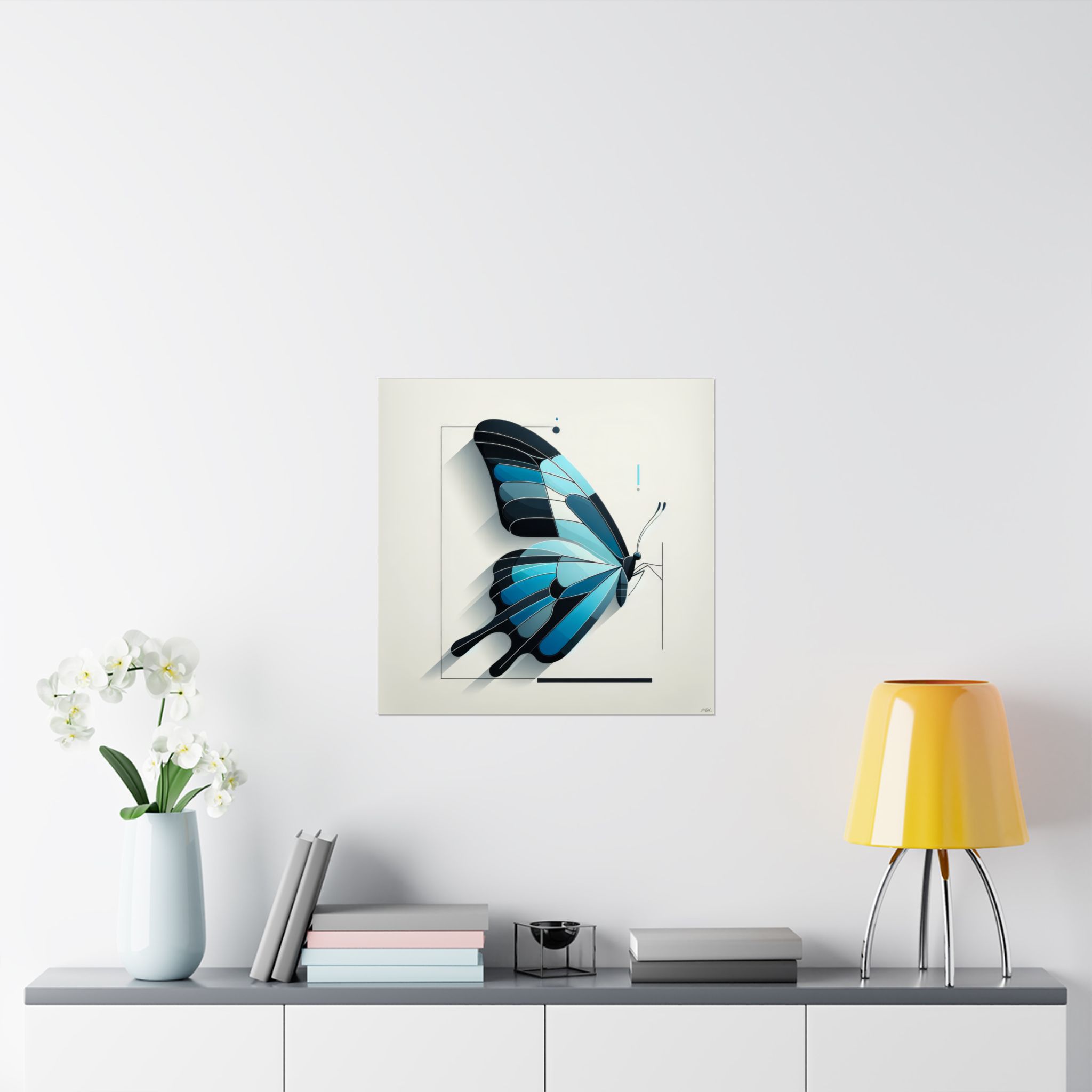 Blue Morpho Butterfly, Abstract Minimalist Geometric Bauhaus - Poster Print - Image 12