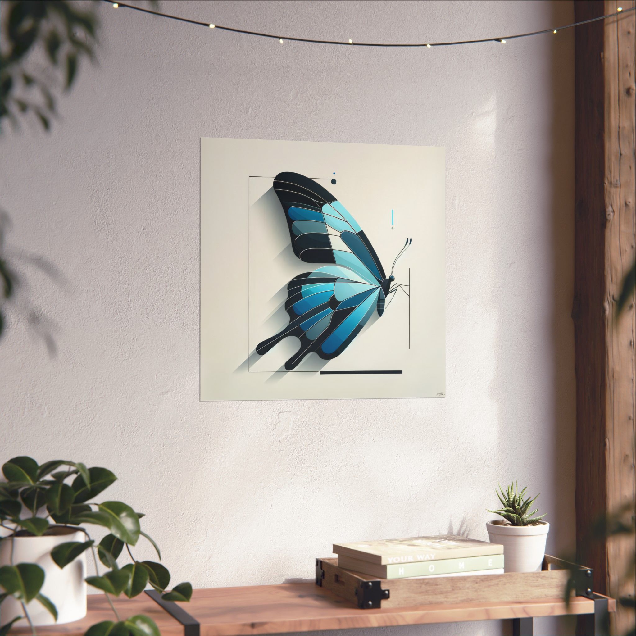 Blue Morpho Butterfly, Abstract Minimalist Geometric Bauhaus - Poster Print - Image 8